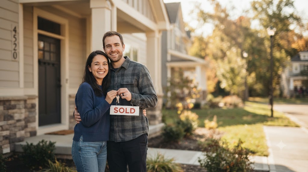 Happy Couple Celebrating Bought Home